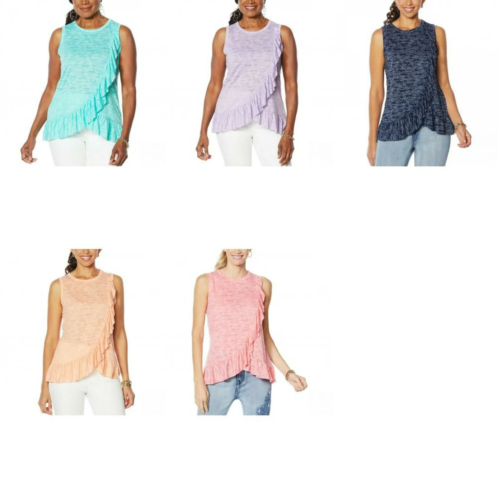 DG2 by Diane Gilman Women's Burnout Ruffle Tank Top