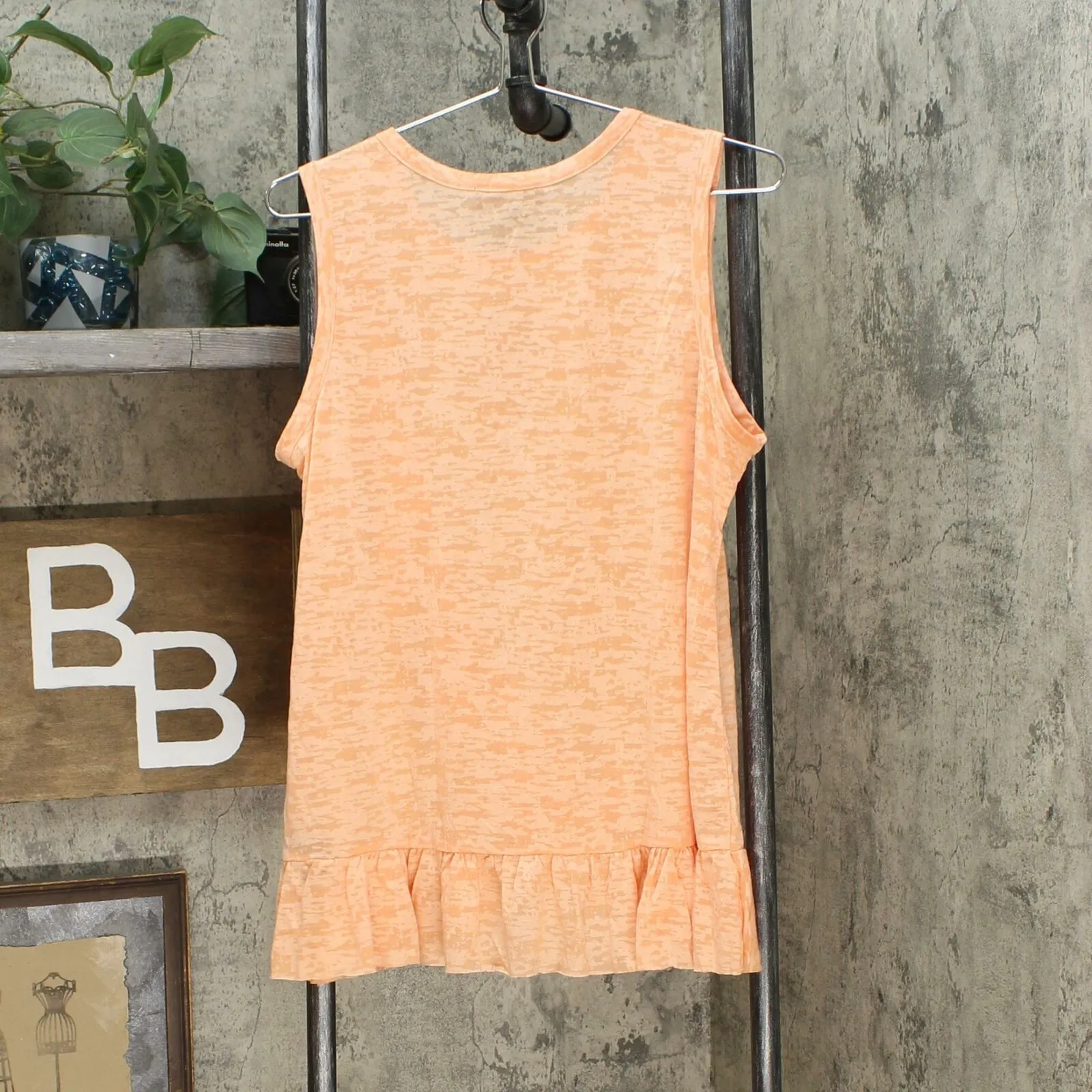 DG2 by Diane Gilman Women's Burnout Ruffle Tank Top