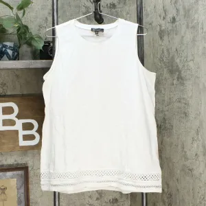 DG2 by Diane Gilman Women's Crochet Trim Tank Top Ivory XL