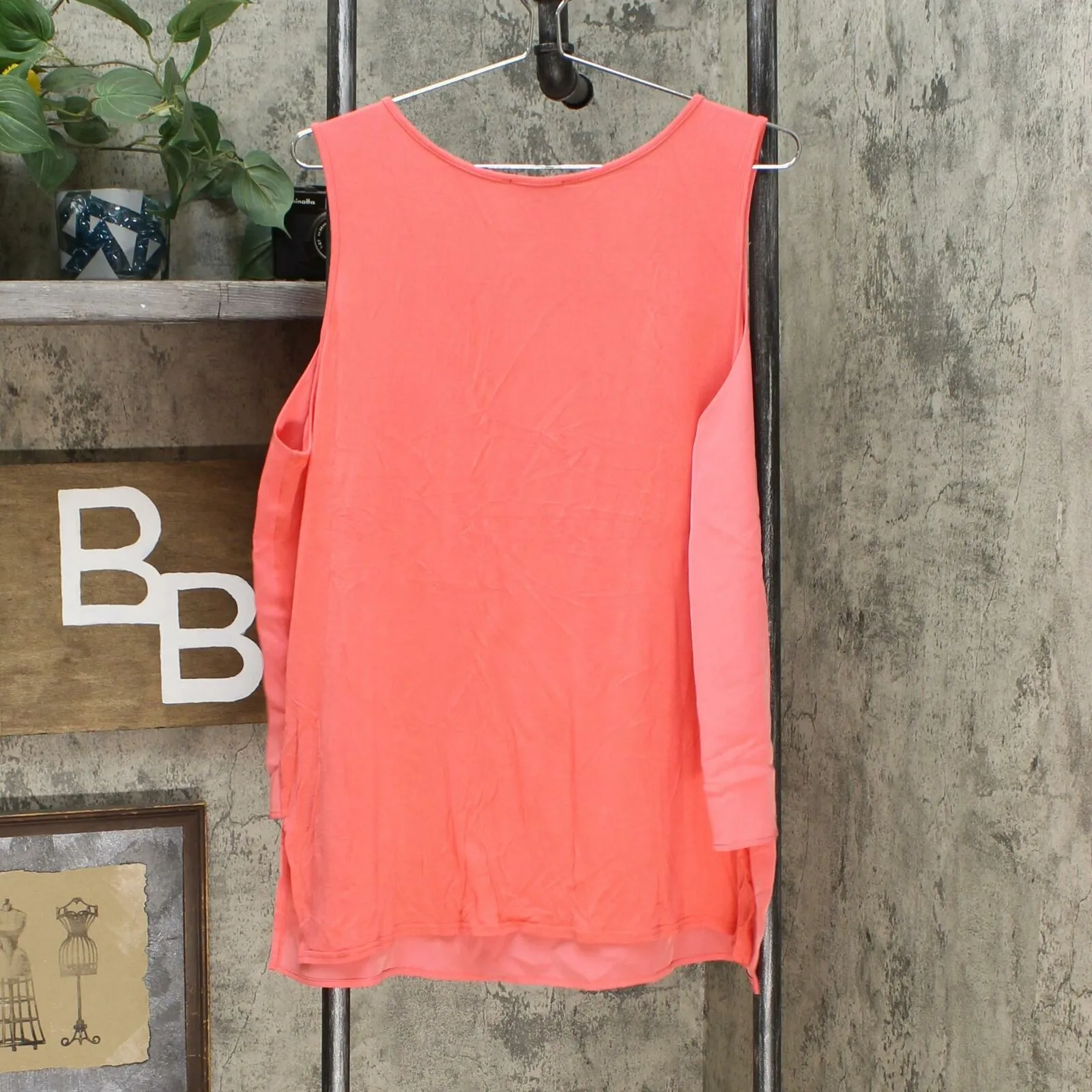 DG2 by Diane Gilman Women's Mixed Media Easy Tank Top Coral XL