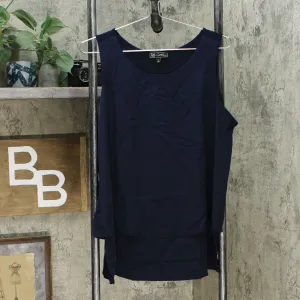 DG2 by Diane Gilman Women's Mixed-Media Easy Tank Top Navy Large