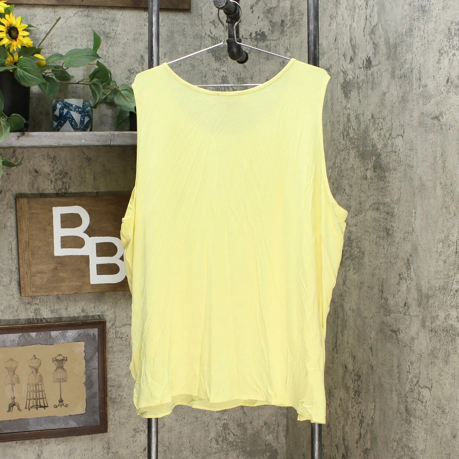 DG2 by Diane Gilman Women's Plus Size Mixed Media Easy Tank Blouse