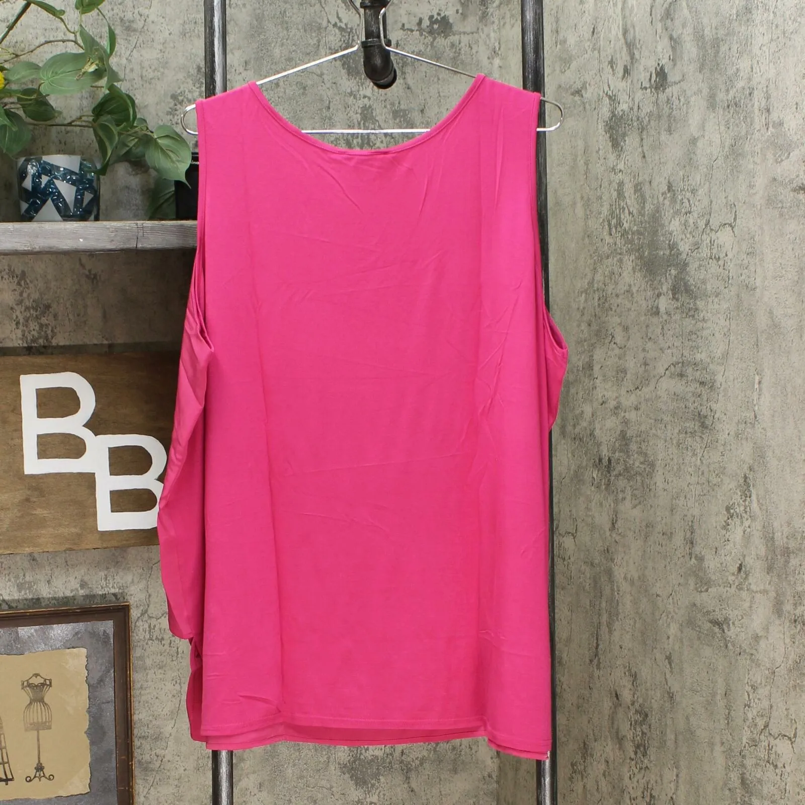 DG2 by Diane Gilman Women's Plus Size Mixed Media Easy Tank Blouse