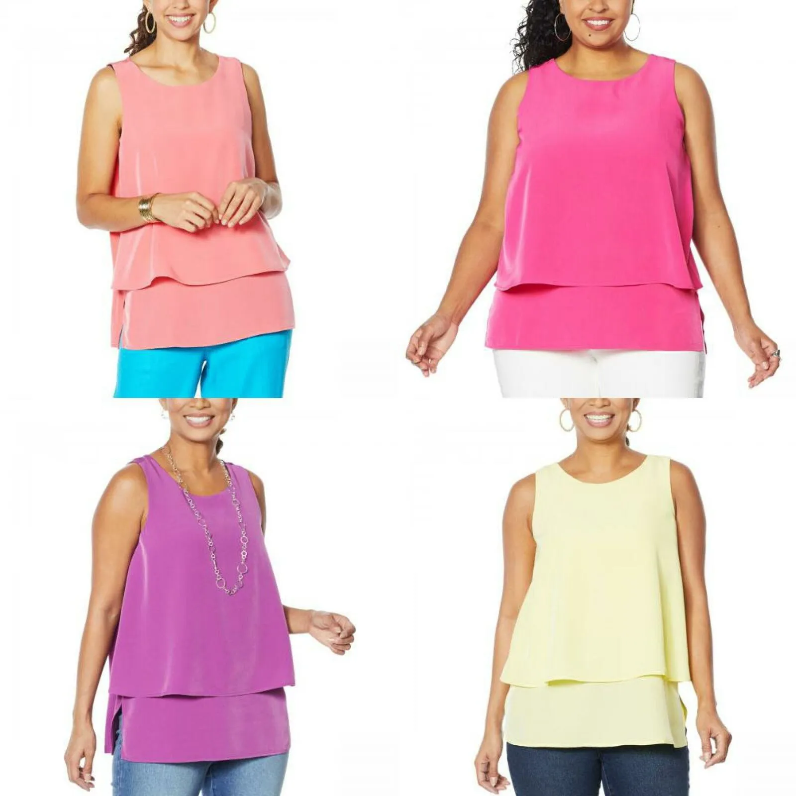 DG2 by Diane Gilman Women's Plus Size Mixed Media Easy Tank Top