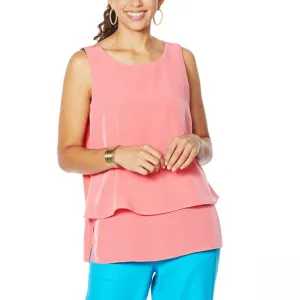 DG2 by Diane Gilman Women's Plus Size Mixed Media Easy Tank Top