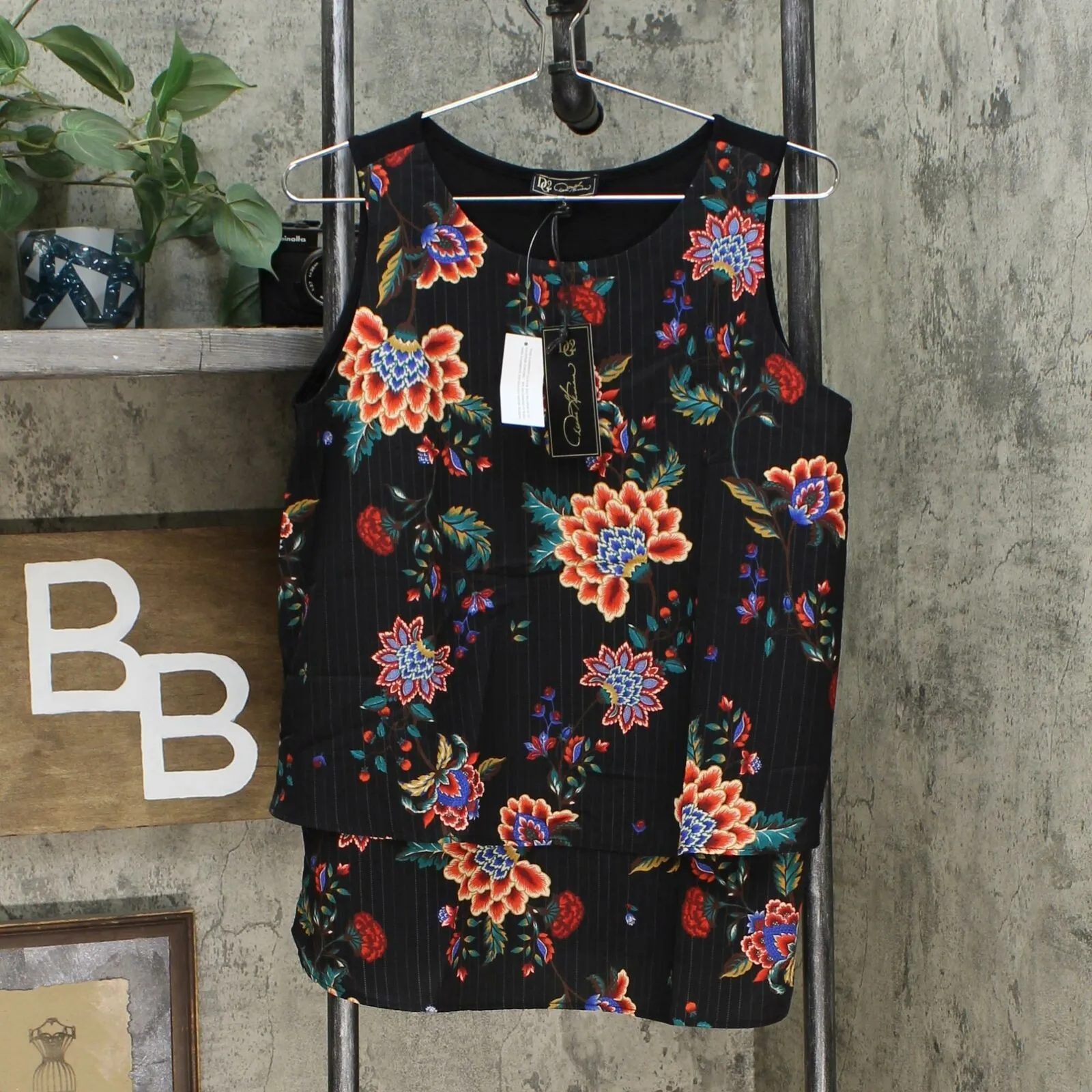 DG2 by Diane Gilman Women's Printed Mixed Media Easy Tank Top