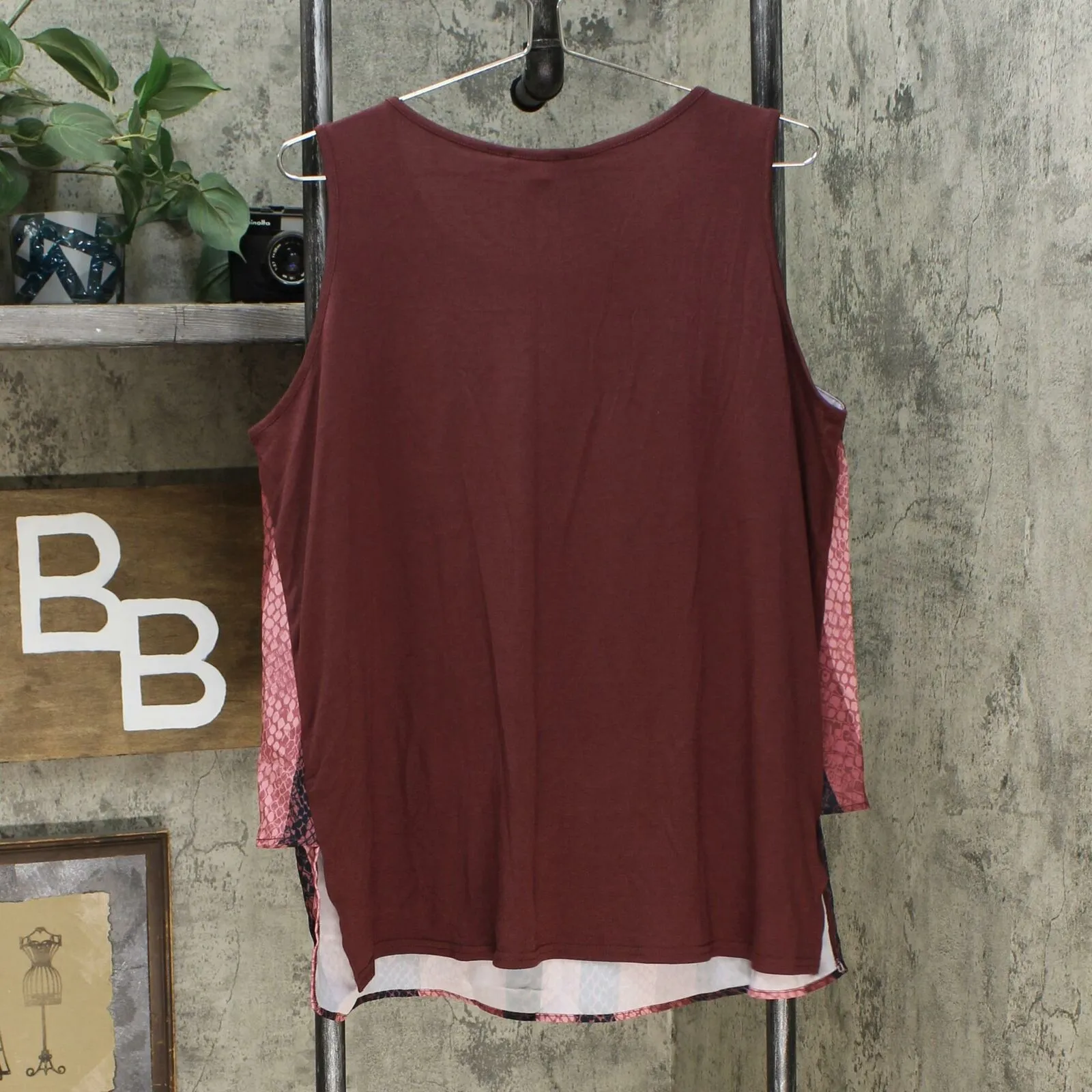 DG2 by Diane Gilman Women's Printed Mixed Media Easy Tank Top