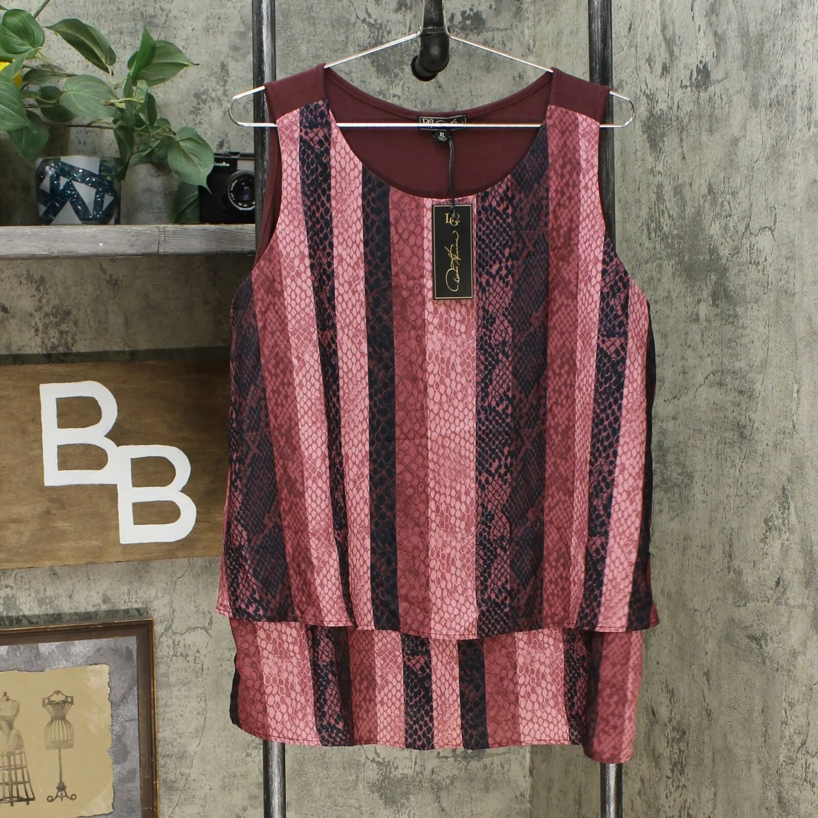 DG2 by Diane Gilman Women's Printed Mixed Media Easy Tank Top