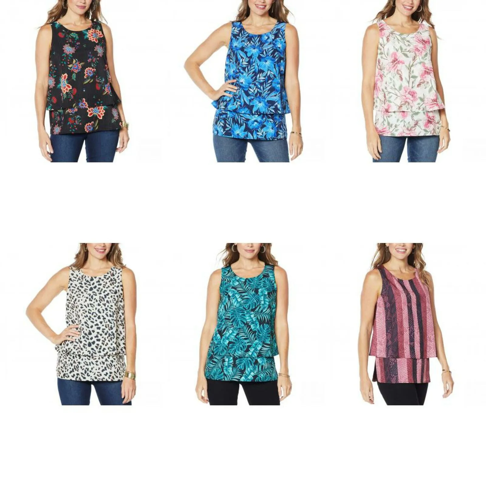 DG2 by Diane Gilman Women's Printed Mixed Media Easy Tank Top