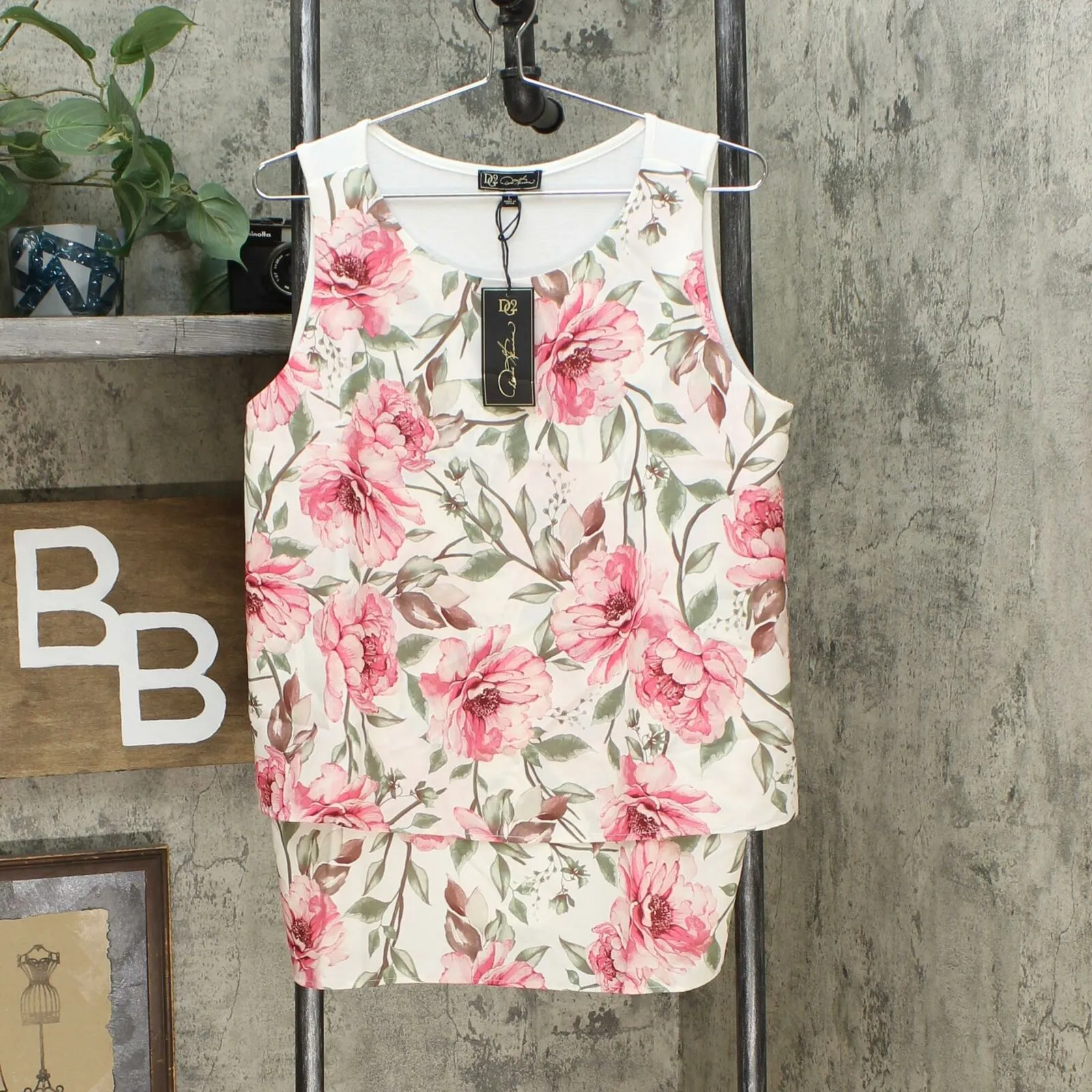 DG2 by Diane Gilman Women's Printed Mixed Media Easy Tank Top
