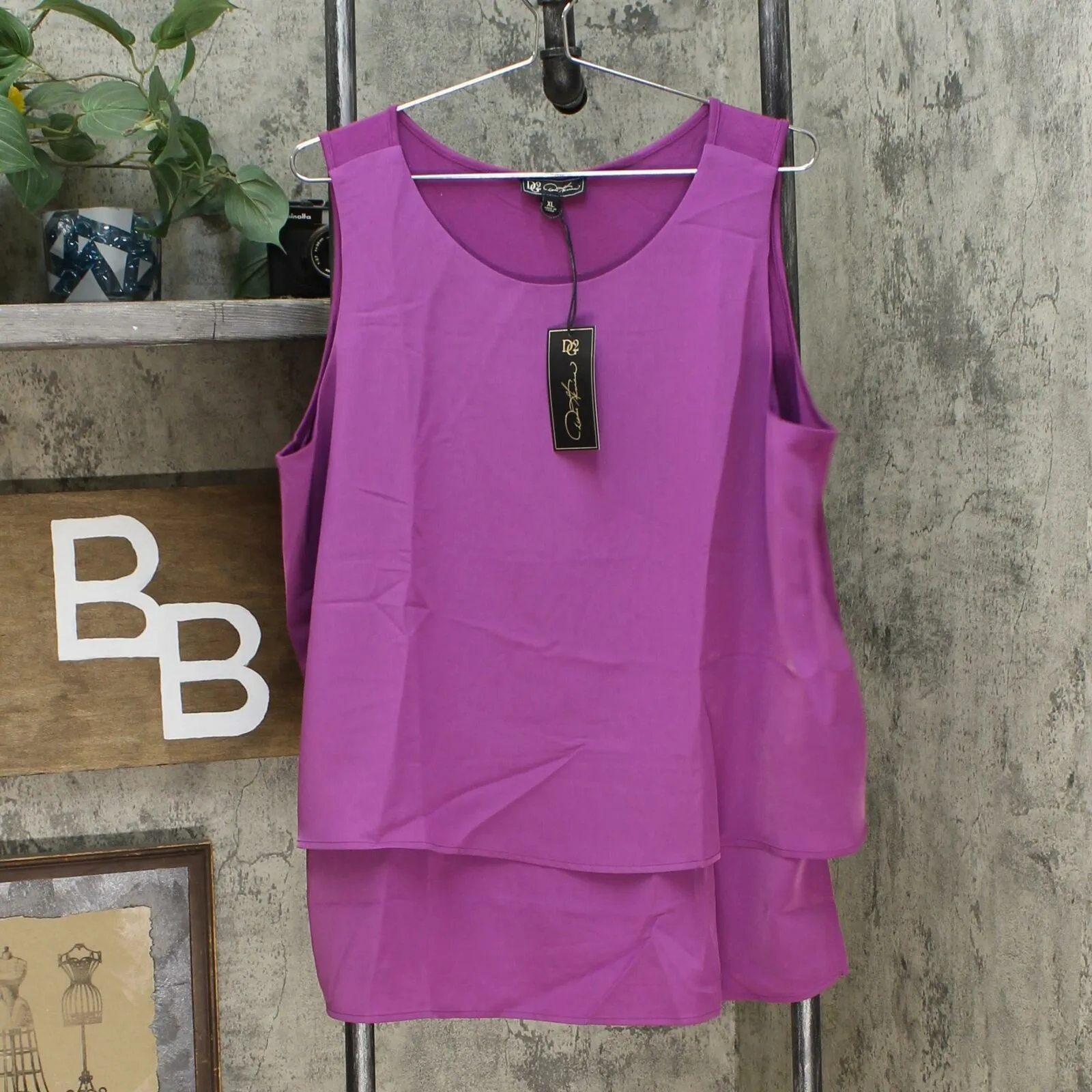 DG2 by Diane Gilman Women's Woven and Knit Tank Top