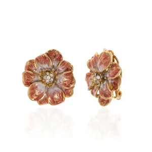 Double Rose Clip Earring With Melon Flower