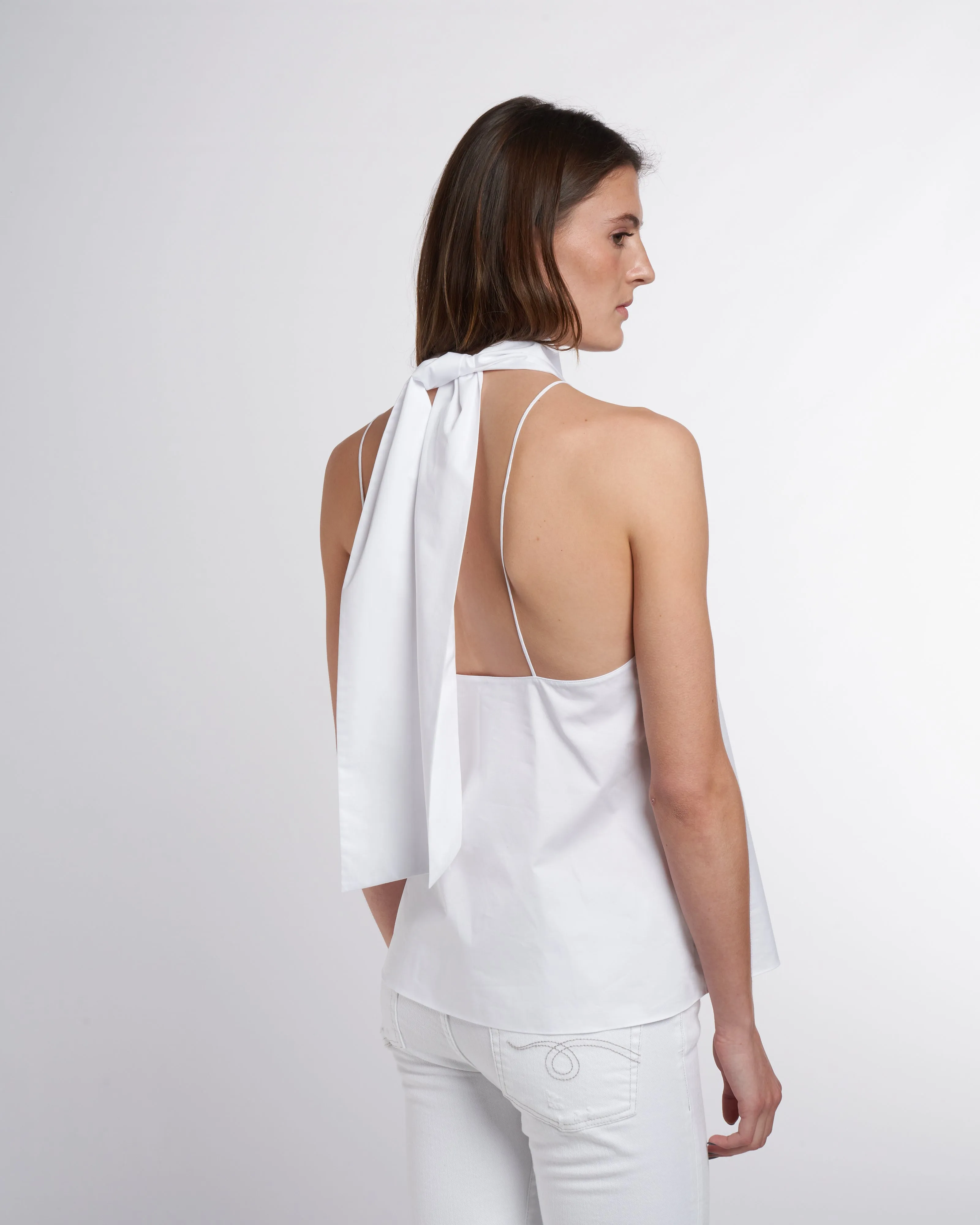 eco poplin halter top - white white