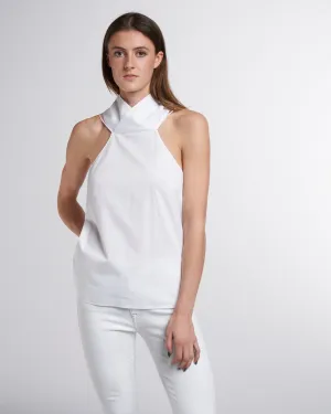 eco poplin halter top - white white