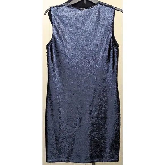 Elizabeth &amp; James Dress Womens 0 NEW Wesley Flip Sequin V-Neck Shift Blue Black