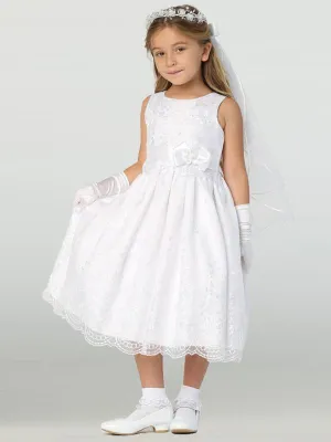 Embroidered Organza First Communion Dress with Ribbon - SP110