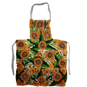 Embroidered Sunflower Apron With Pockets
