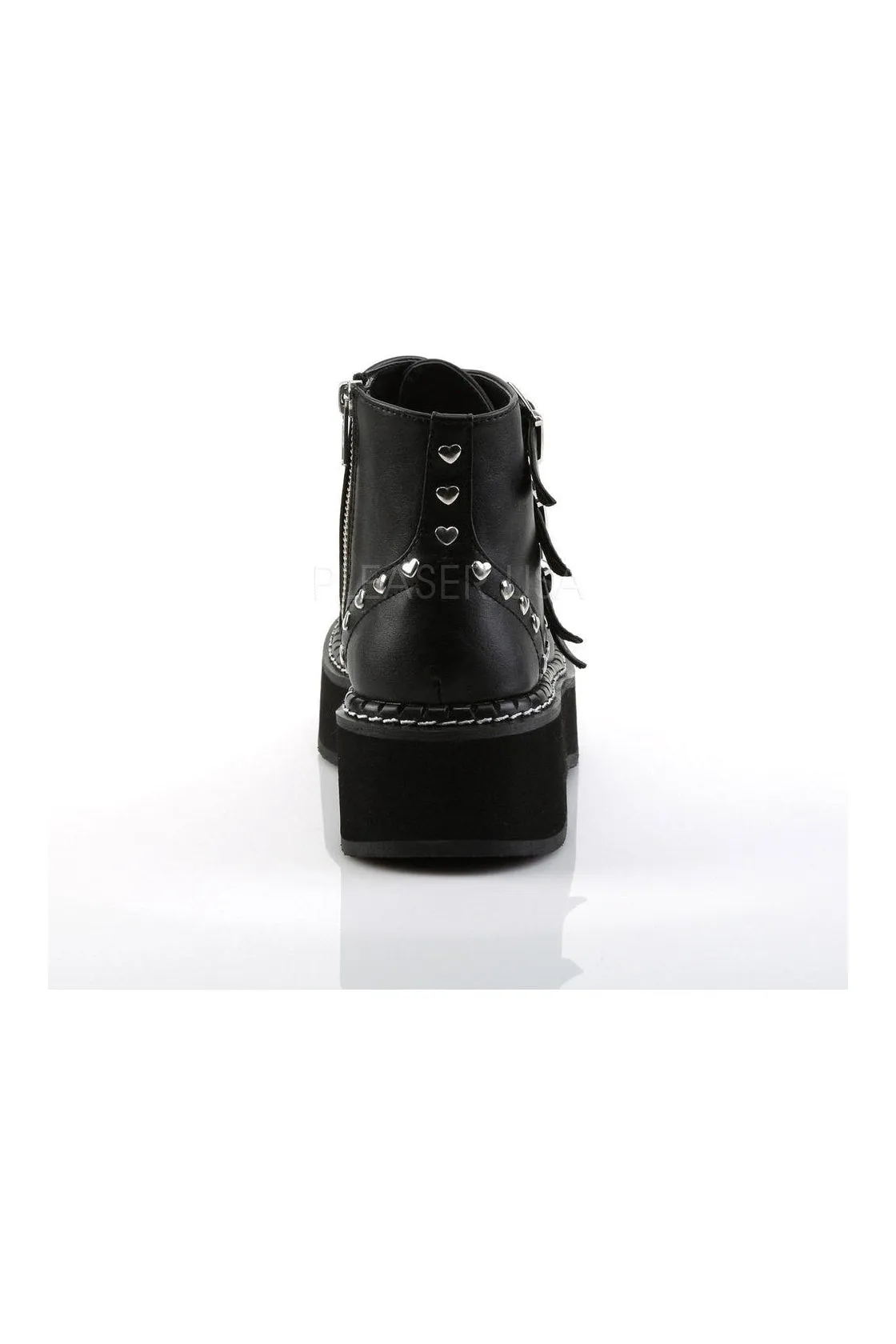 EMILY-315 Demonia Ankle Boot | Black Faux Leather