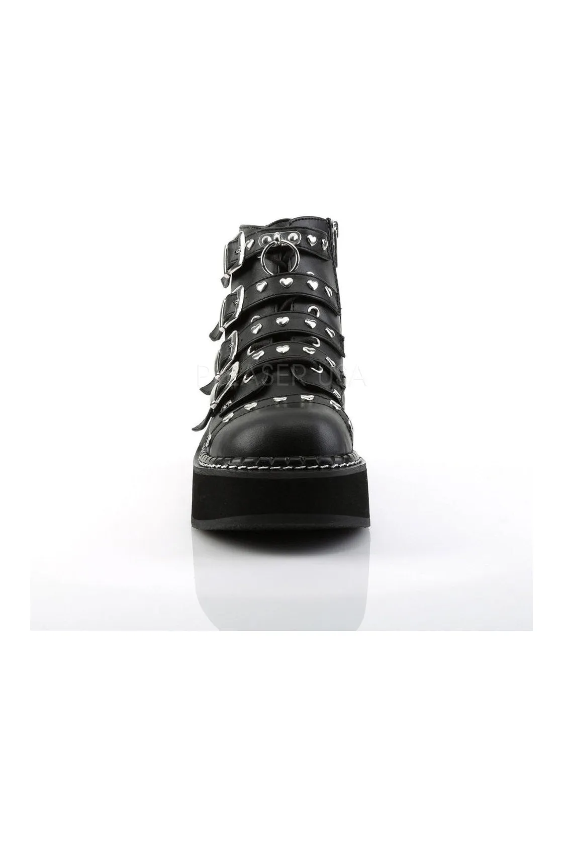 EMILY-315 Demonia Ankle Boot | Black Faux Leather