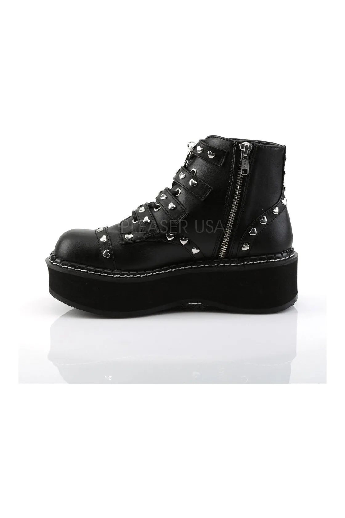 EMILY-315 Demonia Ankle Boot | Black Faux Leather
