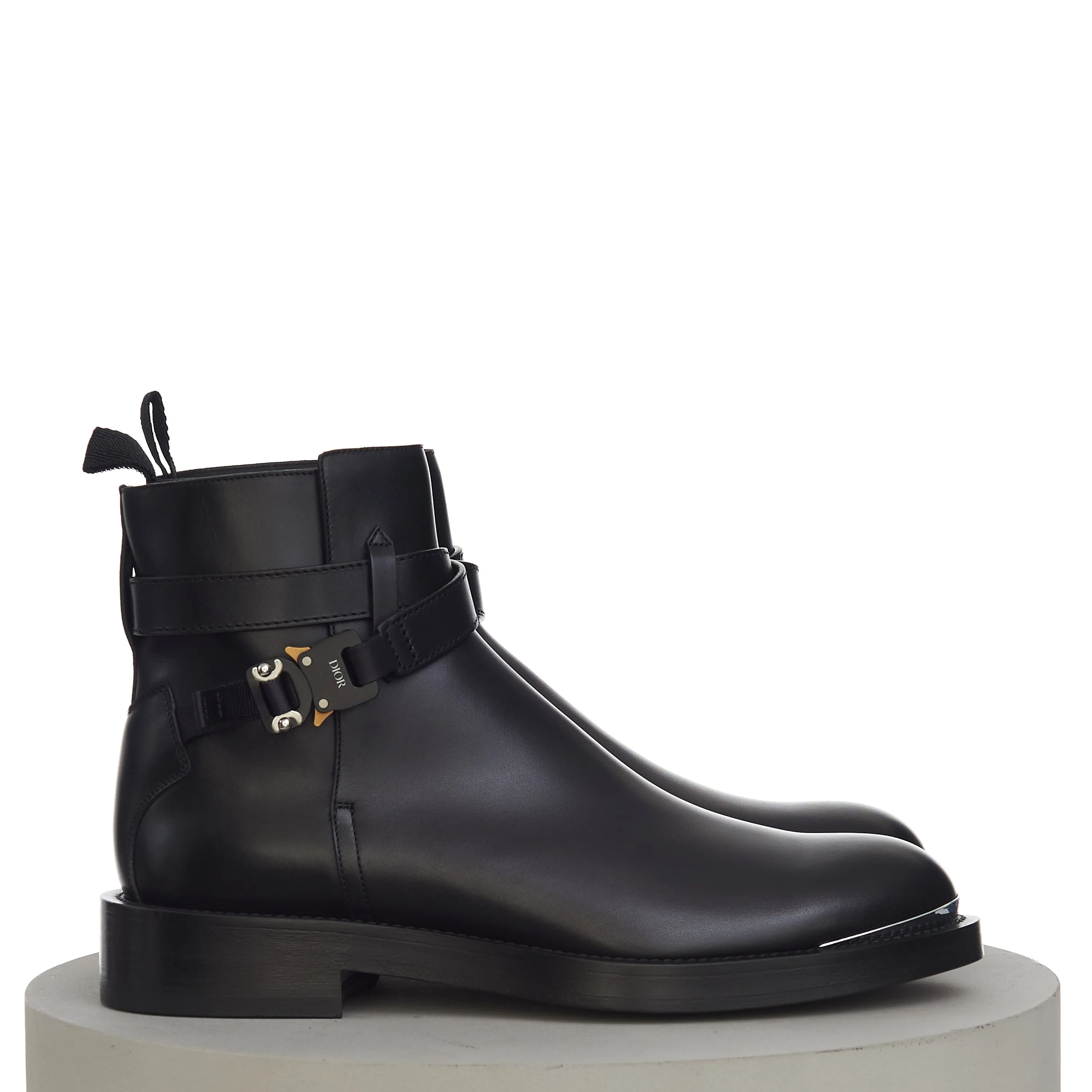 Evidence Ankle Boot In Black Smooth Calfskin With Aluminium Buckle