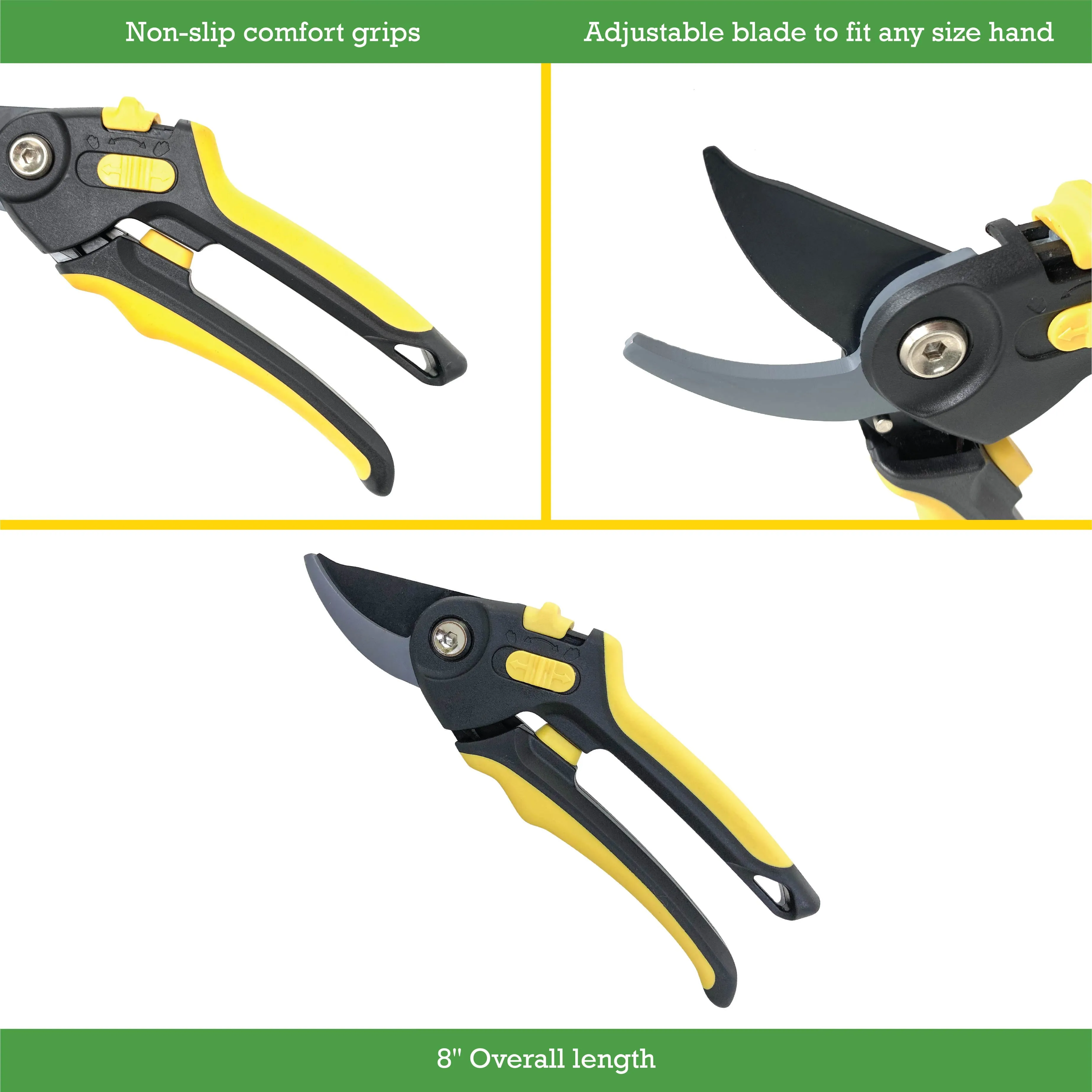 Expert Gardener Soft Grip Adjustable Pruner 3/4" Cutting Capacity in BlackYellow