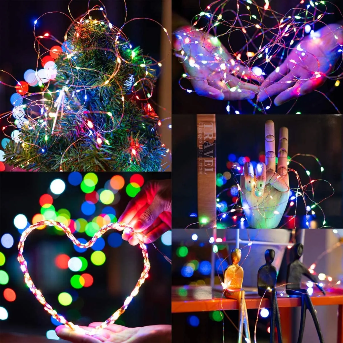 Fairy Lights USB Powered 33 FT 100 LED 8 Modes with Remote Control Sound Activated Waterproof Indoor Outdoor Multicolor 2 Pack Music Sync