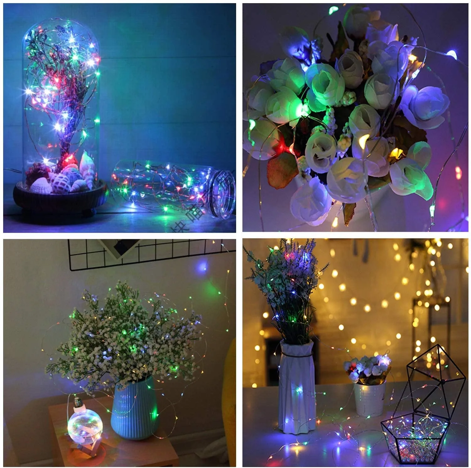 Fairy Lights USB Powered 33 FT 100 LED 8 Modes with Remote Control Sound Activated Waterproof Indoor Outdoor Multicolor 2 Pack Music Sync