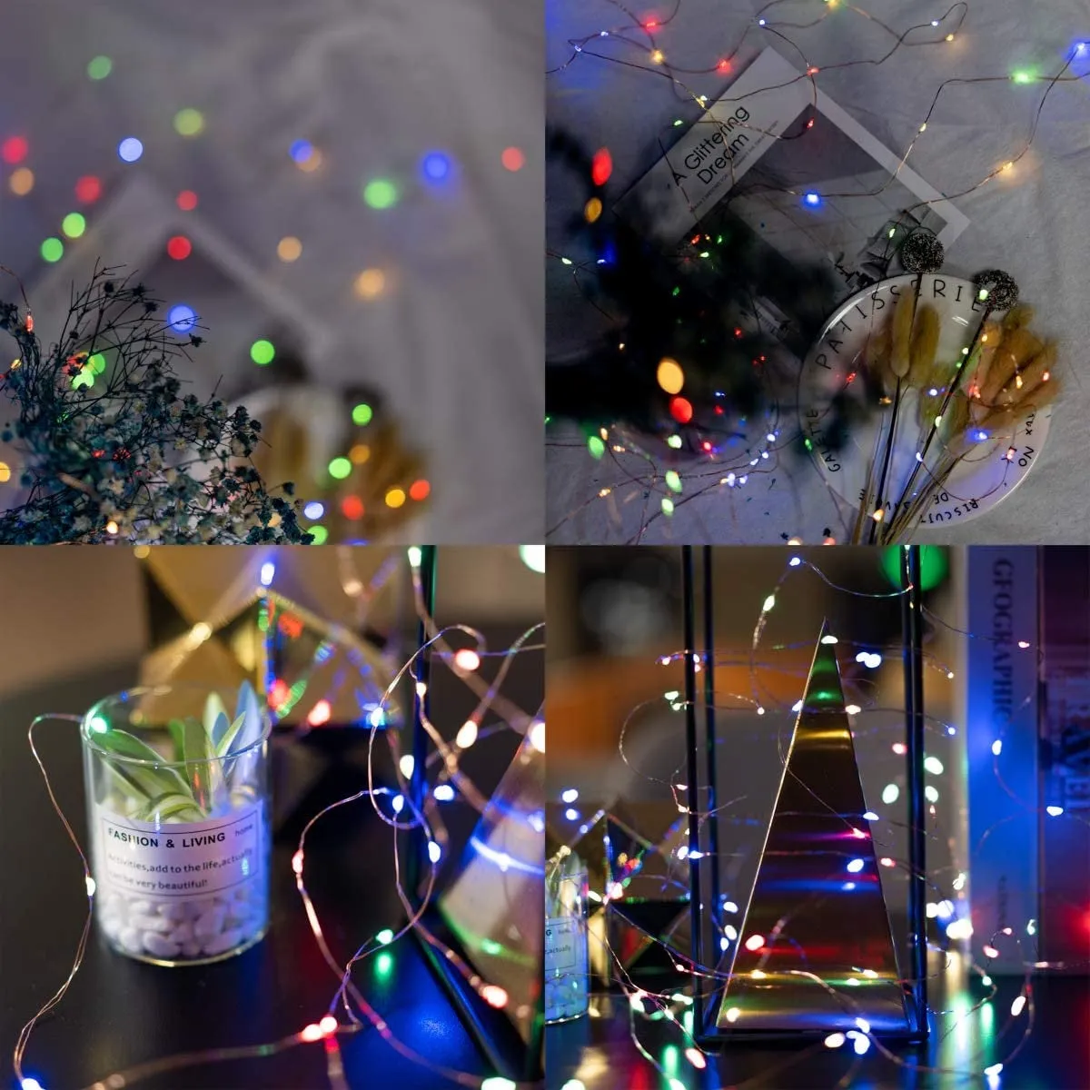 Fairy Lights USB Powered 33 FT 100 LED 8 Modes with Remote Control Sound Activated Waterproof Indoor Outdoor Multicolor 2 Pack Music Sync
