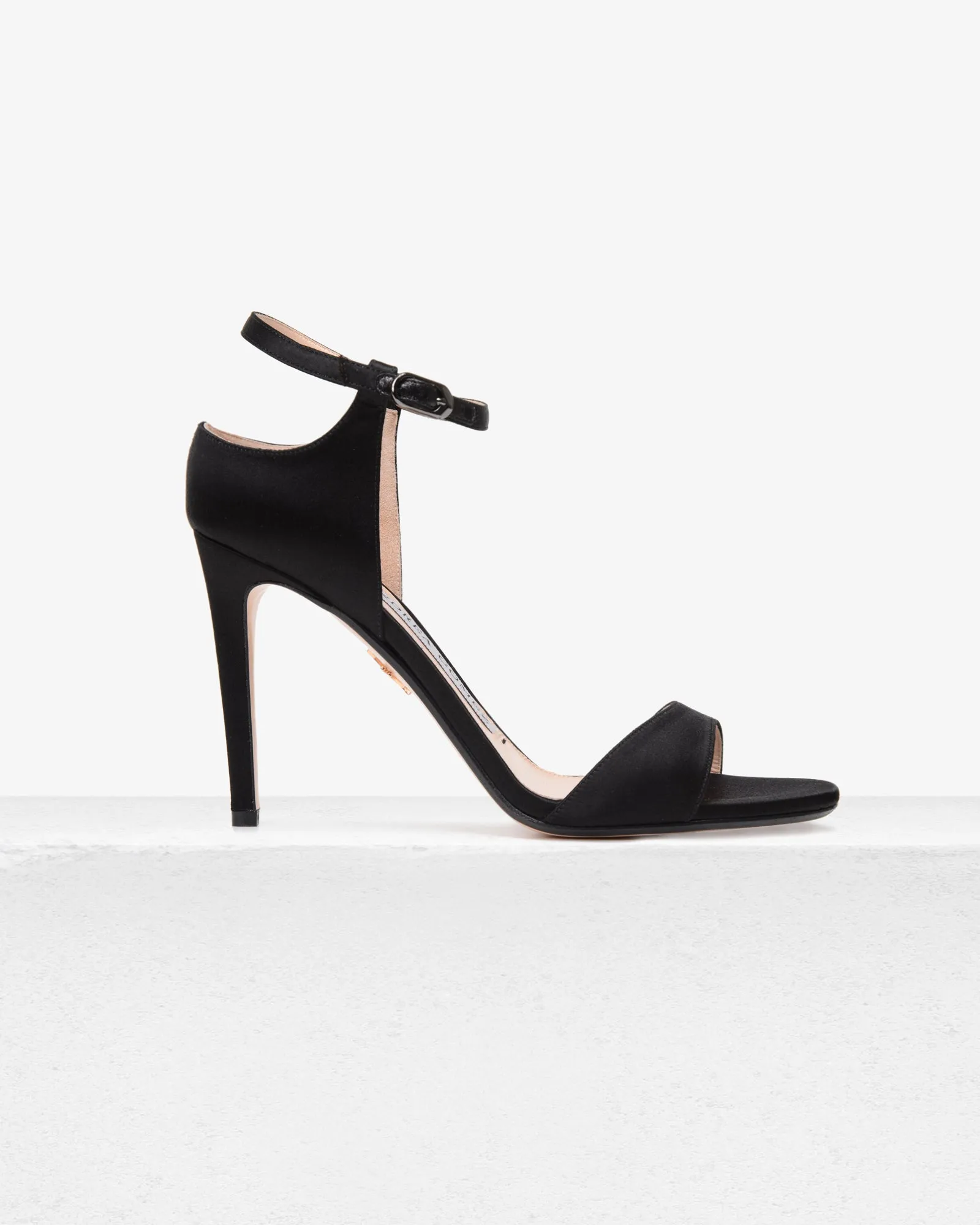 Farrah Black Satin Sandal