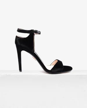 Farrah Black Velvet Sandal