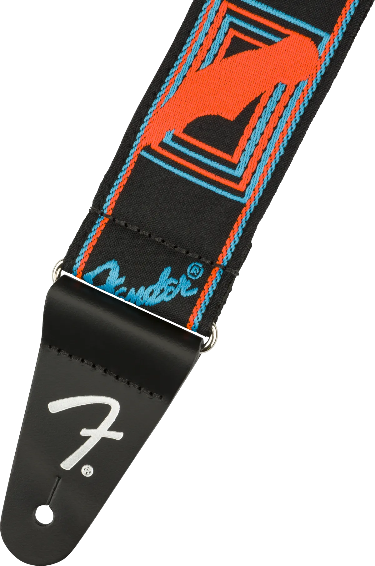 Fender Neon Monogrammed Strap, Blue and Orange, 2"