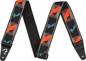 Fender Neon Monogrammed Strap, Blue and Orange, 2"