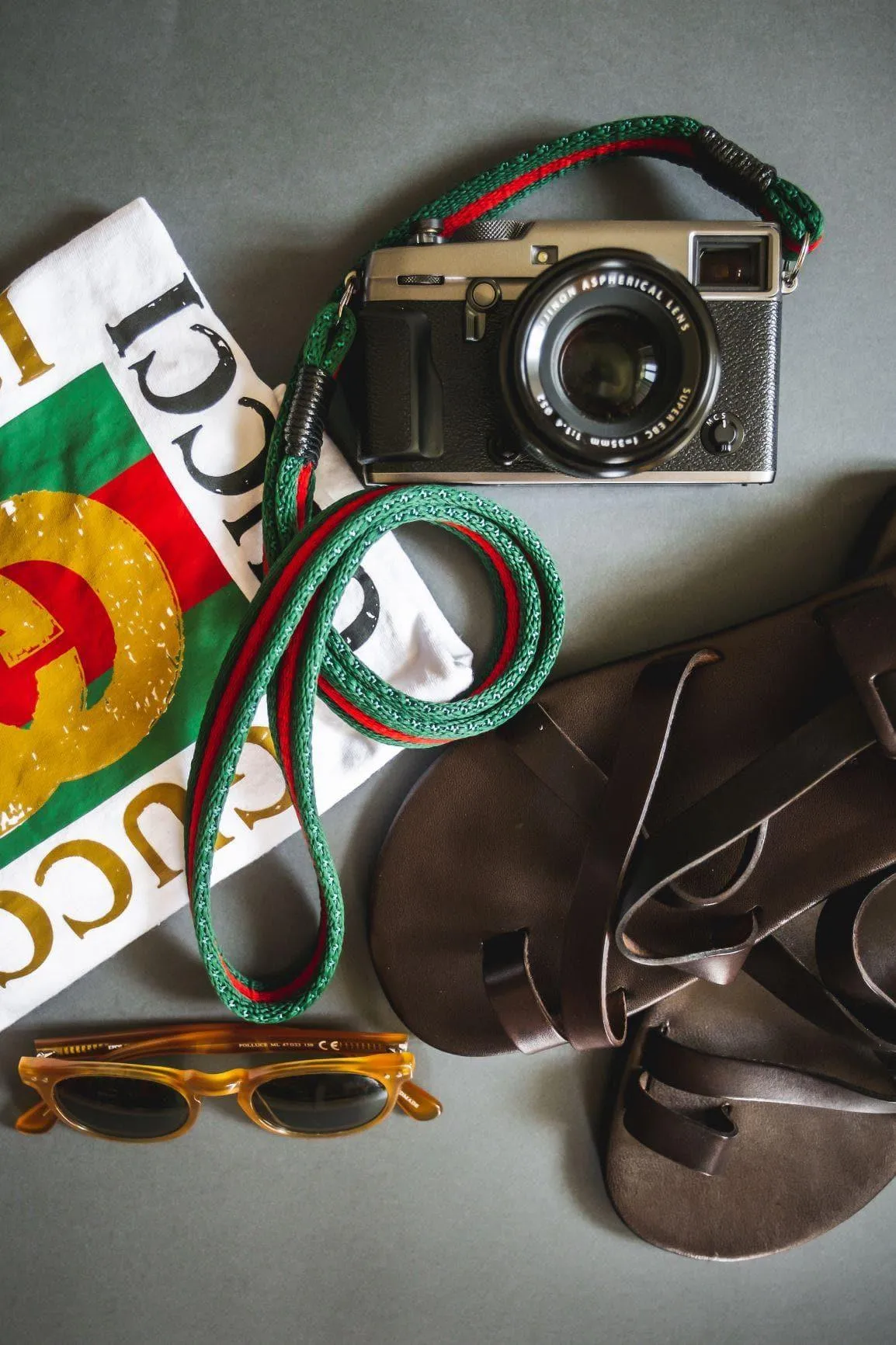 Flat Green/Red Acrylic Camera Strap