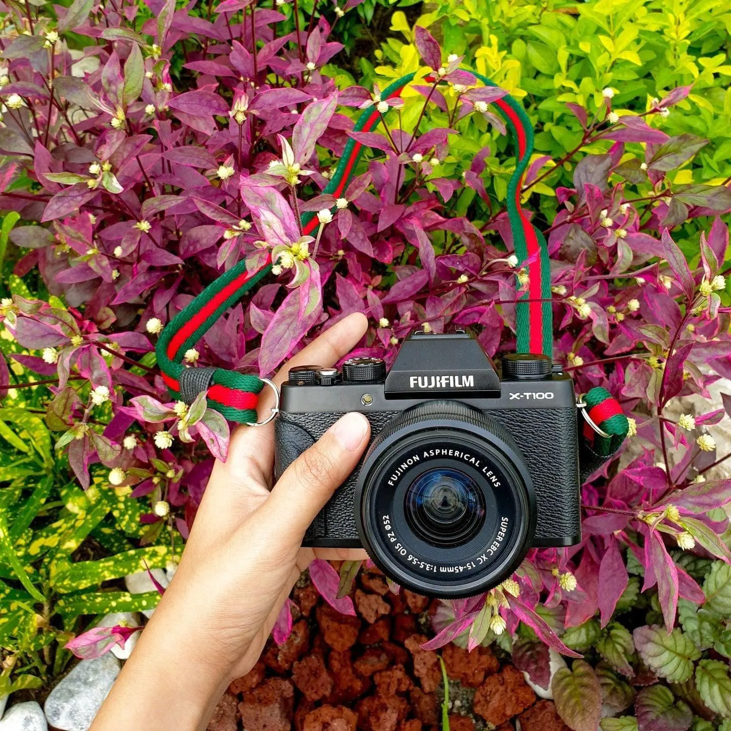 Flat Green/Red Acrylic Camera Strap