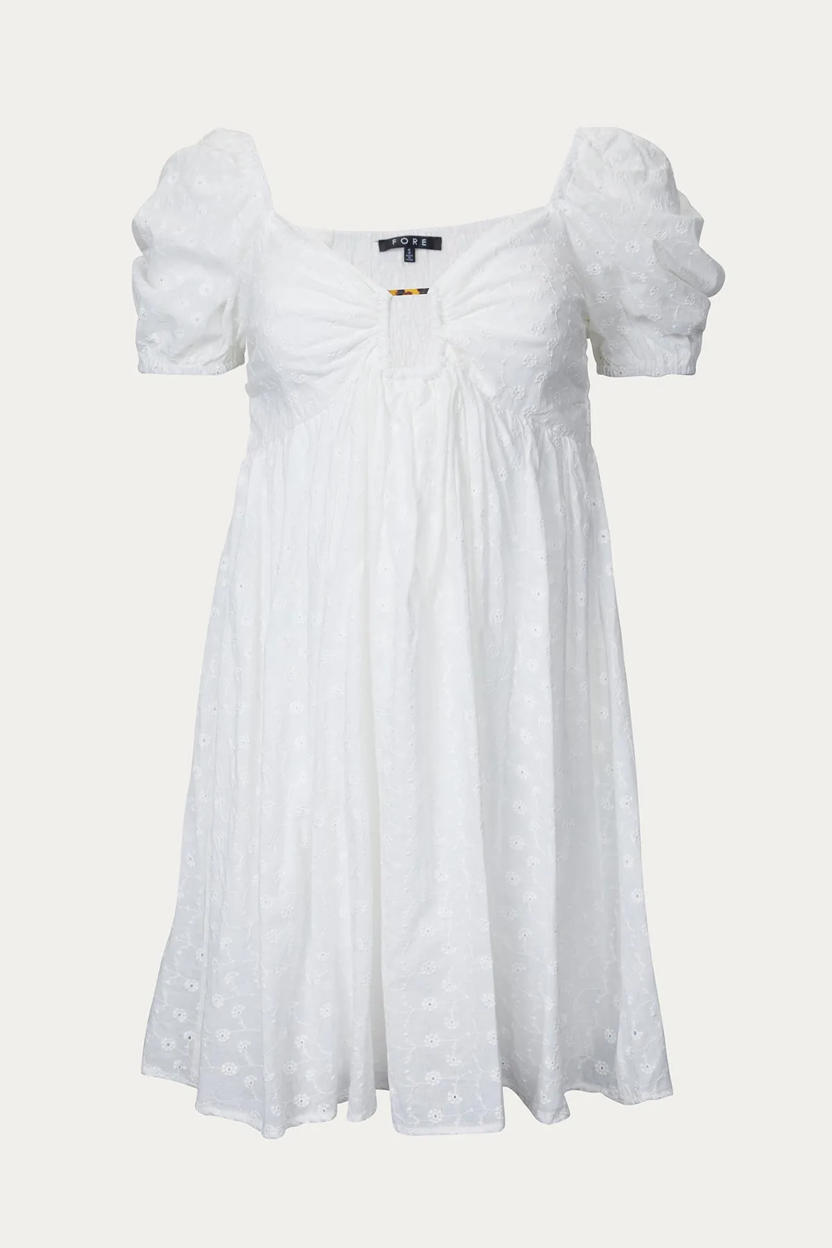 FLORAL-EMBROIDERED BRODERIE ANGLAISE MINI DRESS
