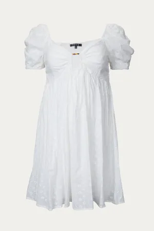 FLORAL-EMBROIDERED BRODERIE ANGLAISE MINI DRESS