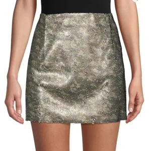Free People skinny sequin camo mini skirt sz12