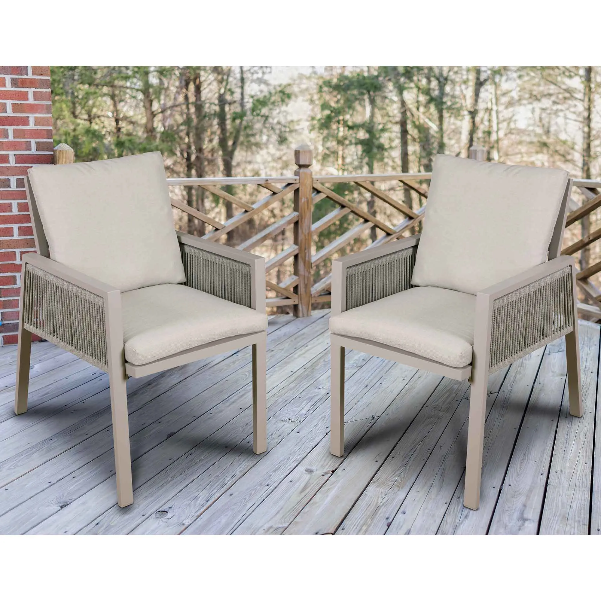 Fusion Garden/Patio Aluminium Dining Chair with Armrests, Set of 4, Light Grey - DG50