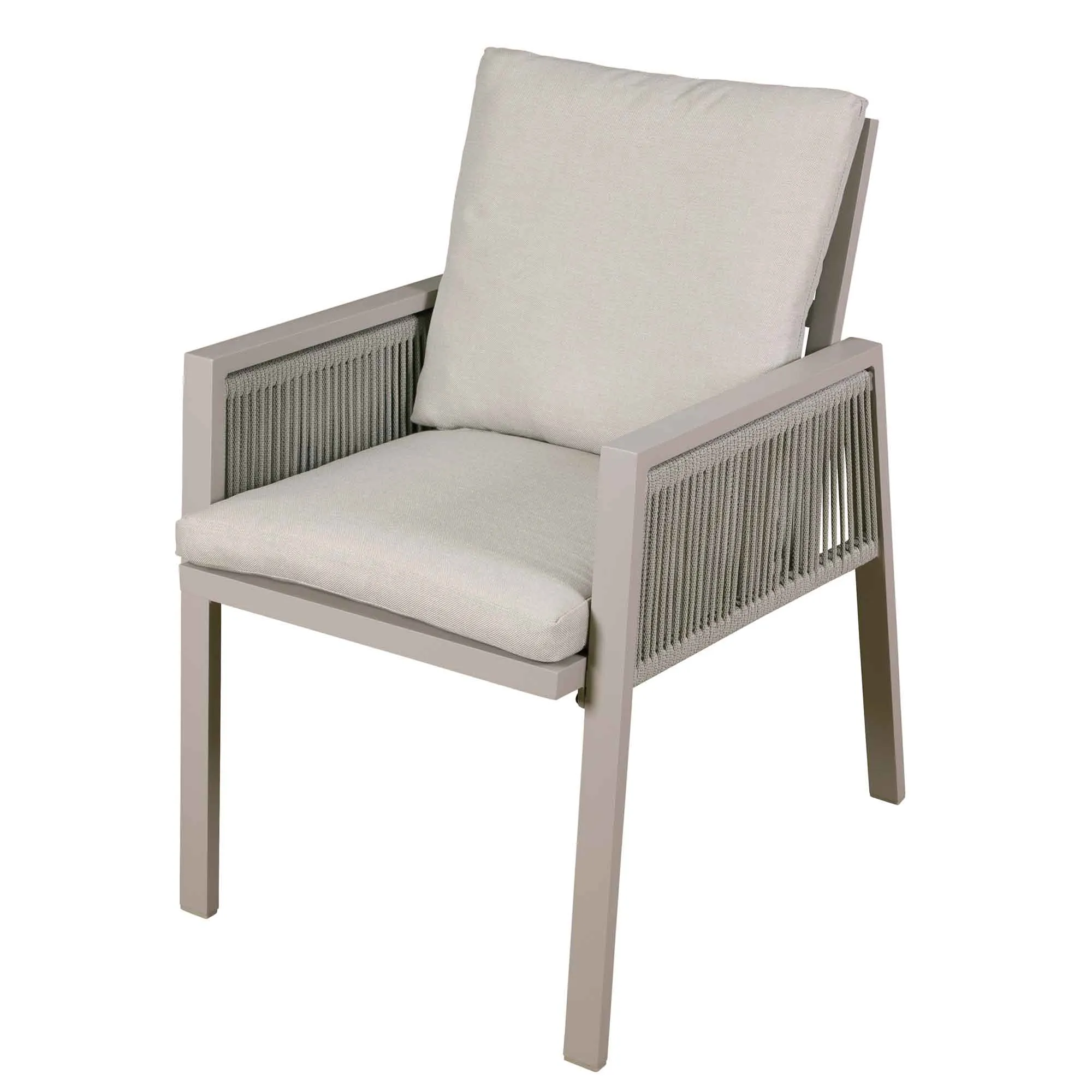 Fusion Garden/Patio Aluminium Dining Chair with Armrests, Set of 4, Light Grey - DG50