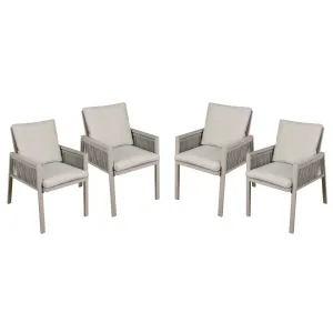 Fusion Garden/Patio Aluminium Dining Chair with Armrests, Set of 4, Light Grey - DG50