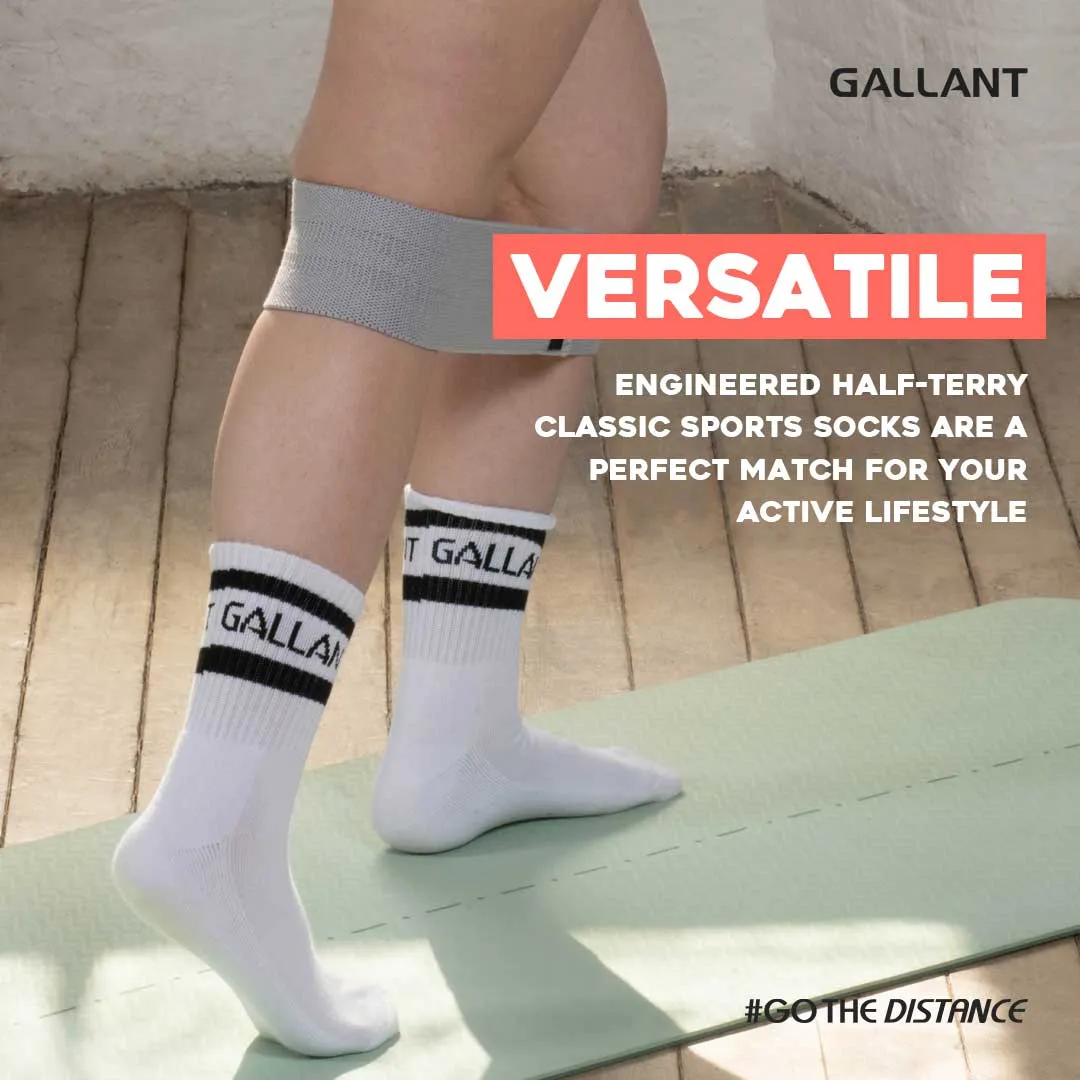 Gallant Sports Socks - 3 Pack White - Crew Socks