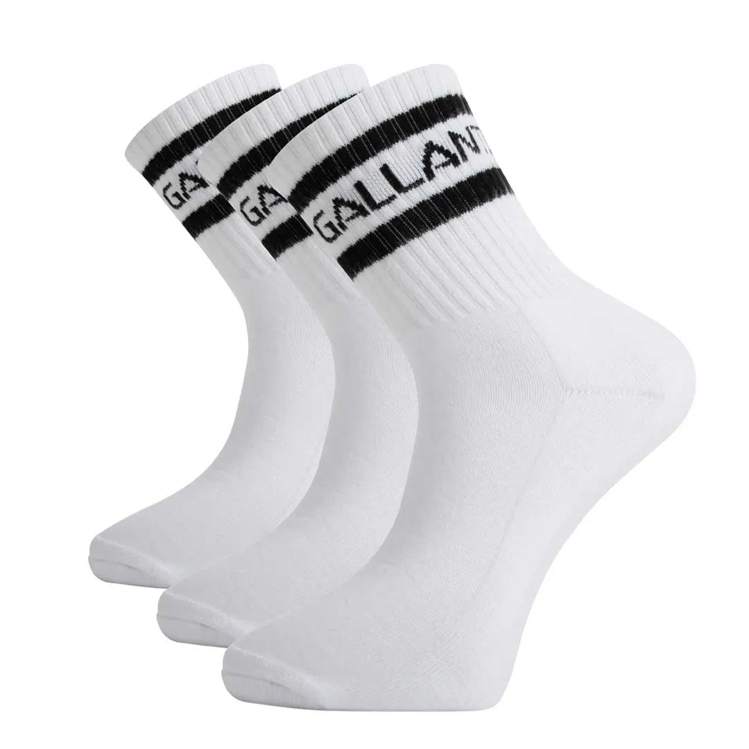 Gallant Sports Socks - 3 Pack White - Crew Socks