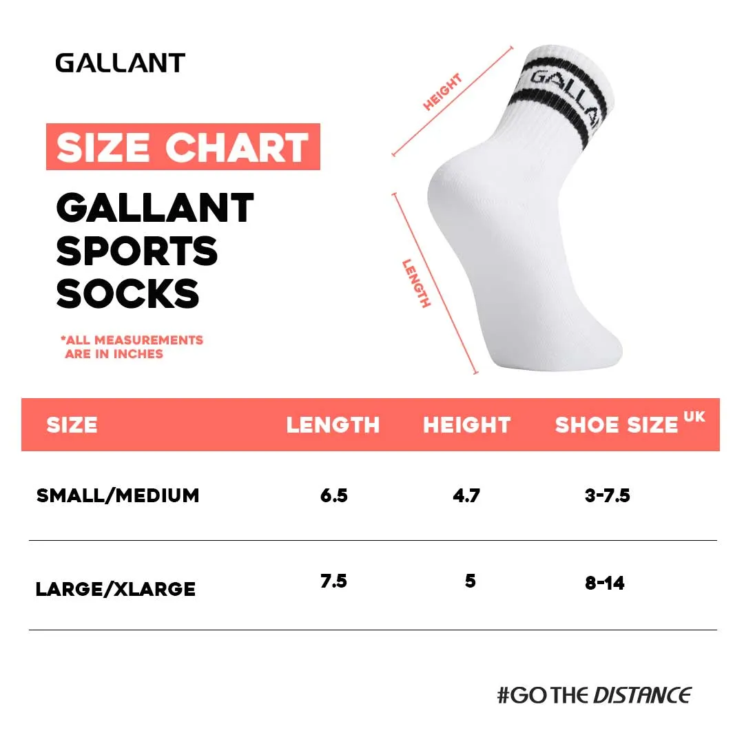 Gallant Sports Socks - 3 Pack White - Crew Socks