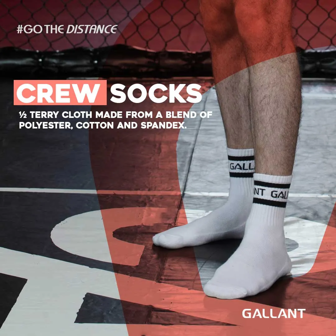 Gallant Sports Socks - 3 Pack White - Crew Socks