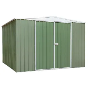 Galvanised Steel Metal Garden/Outdoor/Storage Shed, 10FT x 10FT, Apex Style Roof - Green - DG116