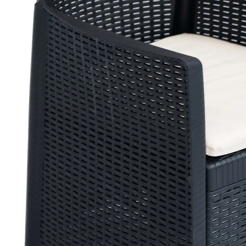 Garden Chairs 2 pcs with Cushion Anthracite Plastic Rattan Look