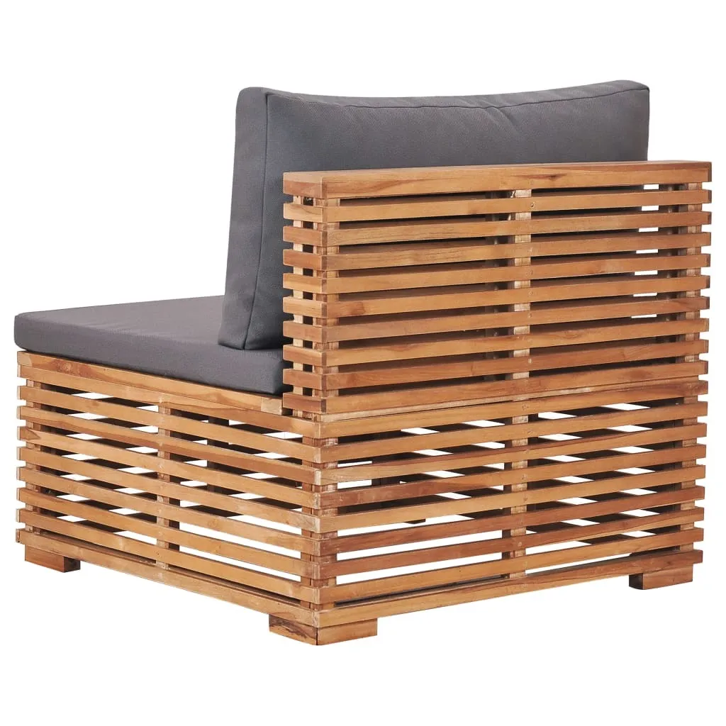 Garden Middle Sofa with Gray Cushion Solid Teak Wood