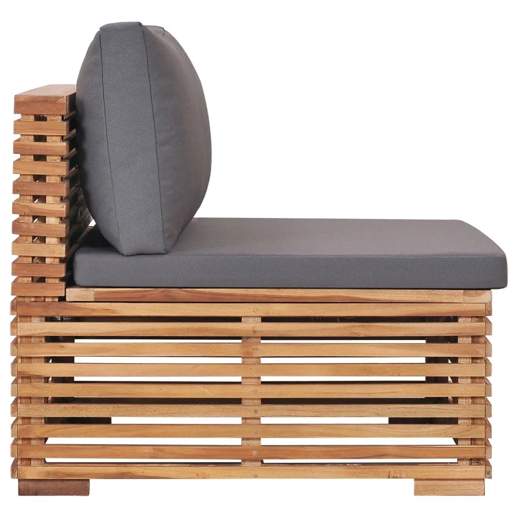 Garden Middle Sofa with Gray Cushion Solid Teak Wood