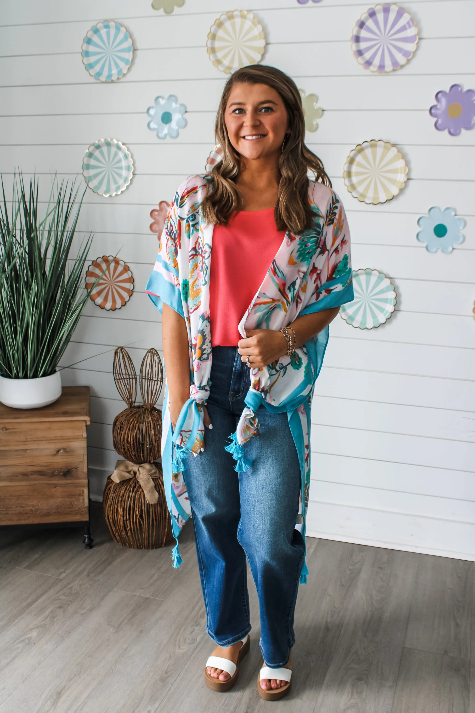 Garden Treasures Kimono • Teal Floral